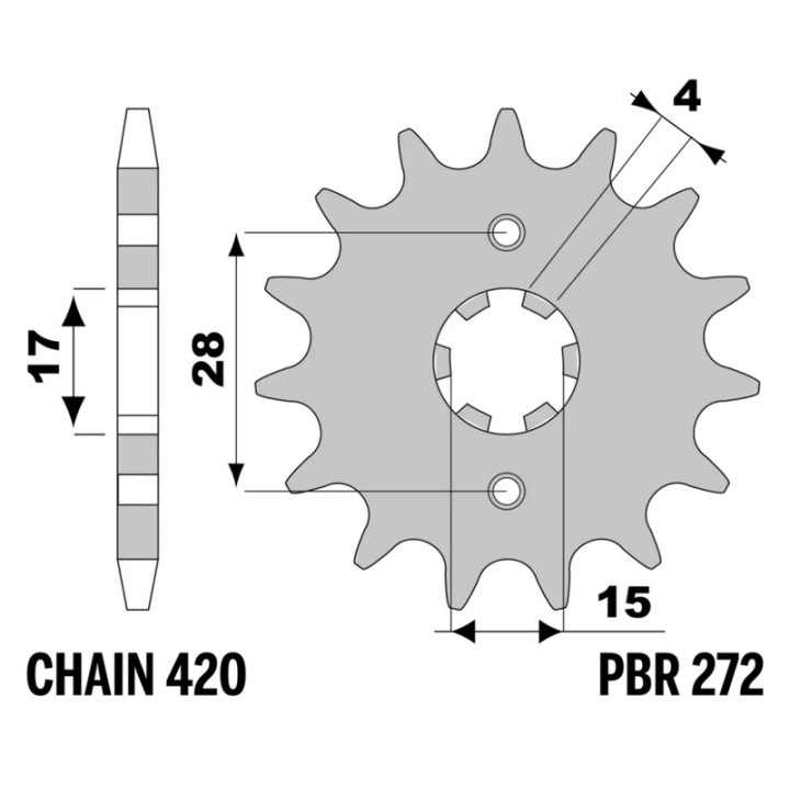 Pignon PBR acier standard - 420 272 14 18NC | Oxmoto