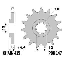 Pignon PBR acier standard - 415 147 13 18NC | Oxmoto