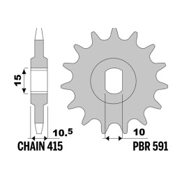 Pignon PBR acier standard - 415 591 11 18NC | Oxmoto