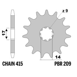 Pignon PBR acier standard - 415 209 13 18NC | Oxmoto