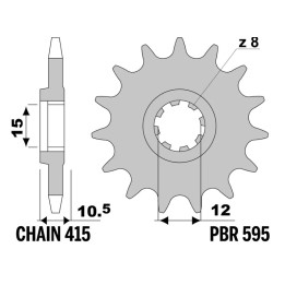 Pignon PBR acier standard - 415 595 13 18NC | Oxmoto