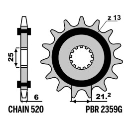 Pignon PBR acier anti-bruit - 520 2359G 16 18NC | Oxmoto