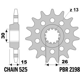 Pignon PBR acier anti-bruit - 525 2198G 17 18NC | Oxmoto