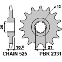 Pignon PBR acier standard - 525 2331 15 18NC | Oxmoto