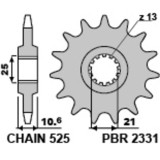 Pignon PBR acier standard - 525 2331 14 18NC | Oxmoto