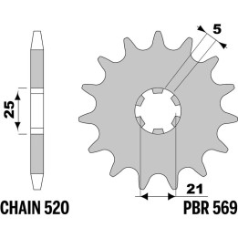 Pignon PBR acier standard - 520 569 16 18NC | Oxmoto