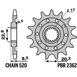 Pignon PBR acier standard - 520 2362 13 18NC | Oxmoto