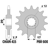 Pignon PBR acier standard - 415 600 11 18NC | Oxmoto