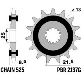 Pignon PBR acier anti-bruit - 525 2137G 15 18NC | Oxmoto