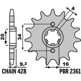 Pignon PBR acier standard - 428 2361 14 18NC | Oxmoto