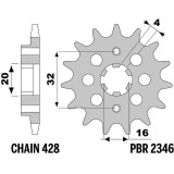 Pignon PBR acier standard - 428 2346 14 18NC | Oxmoto