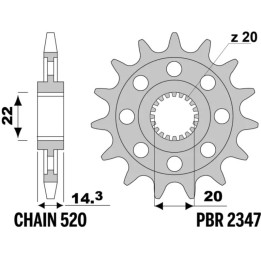 Pignon PBR acier standard - 520 2347 16 18NC | Oxmoto
