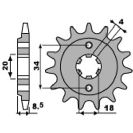 Pignon PBR acier standard - 520 2046 14 18NC | Oxmoto