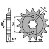 Pignon PBR acier standard - 520 2046 14 18NC | Oxmoto