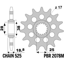 Pignon PBR acier standard - 525 2078M 20 18NC | Oxmoto