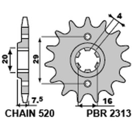 Pignon PBR acier standard - 520 2313 15 18NC | Oxmoto