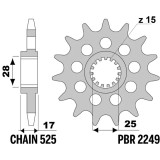 Pignon PBR acier standard - 525 2249 15 18NC | Oxmoto