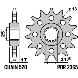 Pignon PBR acier standard - 520 2365 15 18NC | Oxmoto
