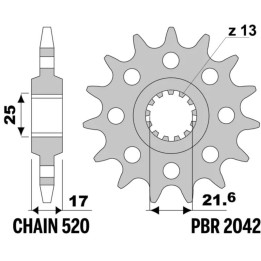 Pignon PBR acier standard - 520 2042 17 18NC | Oxmoto