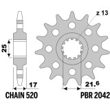 Pignon PBR acier standard - 520 2042 17 18NC | Oxmoto