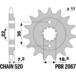 Pignon PBR acier standard - 520 2067 14 18NC | Oxmoto
