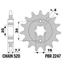 Pignon PBR acier standard - 520 2247 13 18NC | Oxmoto