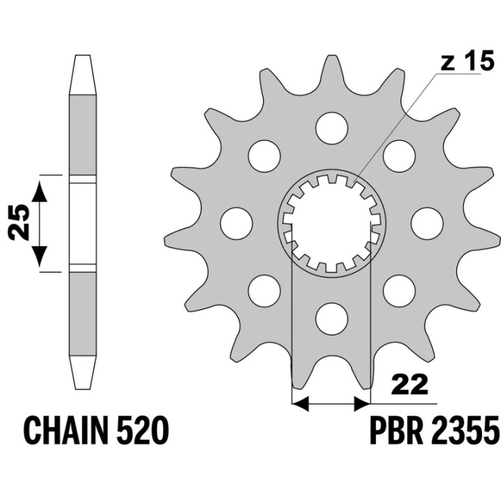 Pignon PBR acier standard - 520 2355 15 18NC | Oxmoto