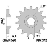 Pignon PBR acier standard - 520 342 12 18NC | Oxmoto