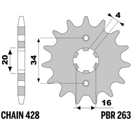 Pignon PBR acier standard - 428 263 17 18NC | Oxmoto
