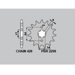 Pignon PBR acier standard - 428 2298 14 18NC | Oxmoto