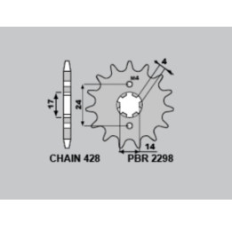 Pignon PBR acier standard - 428 2298 12 18NC | Oxmoto