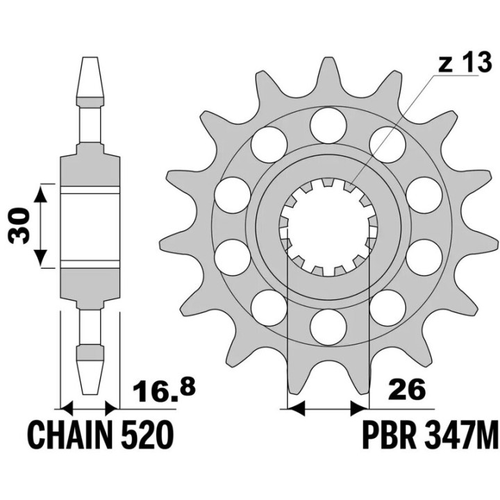 Pignon PBR acier standard - 520 347M 16 18NC | Oxmoto