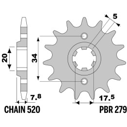 Pignon PBR acier standard - 520 279 13 18NC | Oxmoto