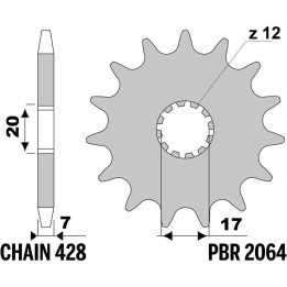 Pignon PBR acier standard - 428 2064 12 18NC | Oxmoto