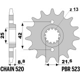 Pignon PBR acier standard - 520 523 15 18NC | Oxmoto