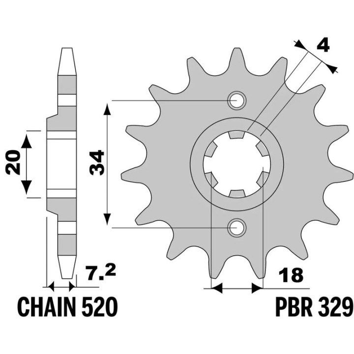 Pignon PBR acier standard - 520 329 14 18NC | Oxmoto