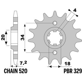 Pignon PBR acier standard - 520 329 13 18NC | Oxmoto