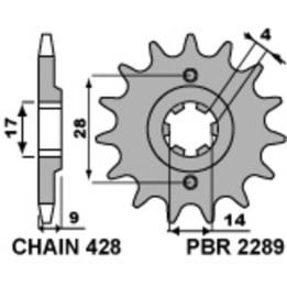 Pignon PBR acier standard - 428 2289 13 18 NC | Oxmoto