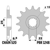 Pignon PBR acier standard - 520 1248 16 18NC | Oxmoto