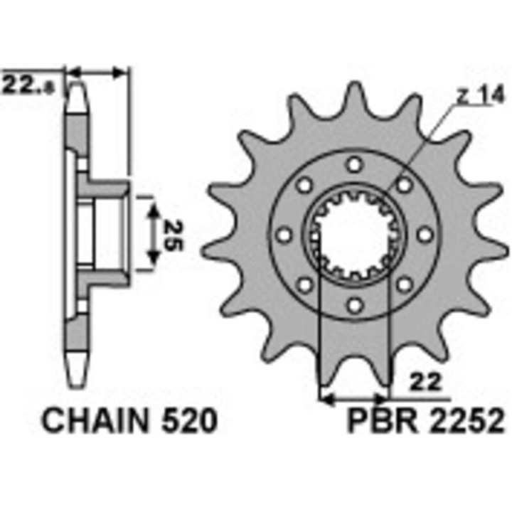 Pignon PBR acier standard - 520 2252 17 18NC | Oxmoto
