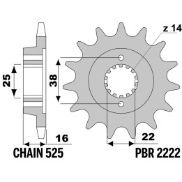 Pignon PBR acier standard - 525 2222 15 18NC | Oxmoto