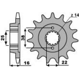 Pignon PBR acier standard - 525 2222 14 18NC | Oxmoto