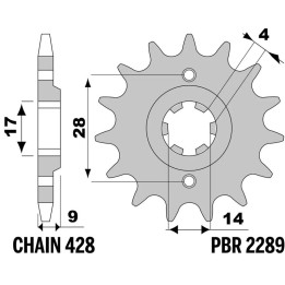 Pignon PBR acier standard - 428 2289 13 18NC | Oxmoto