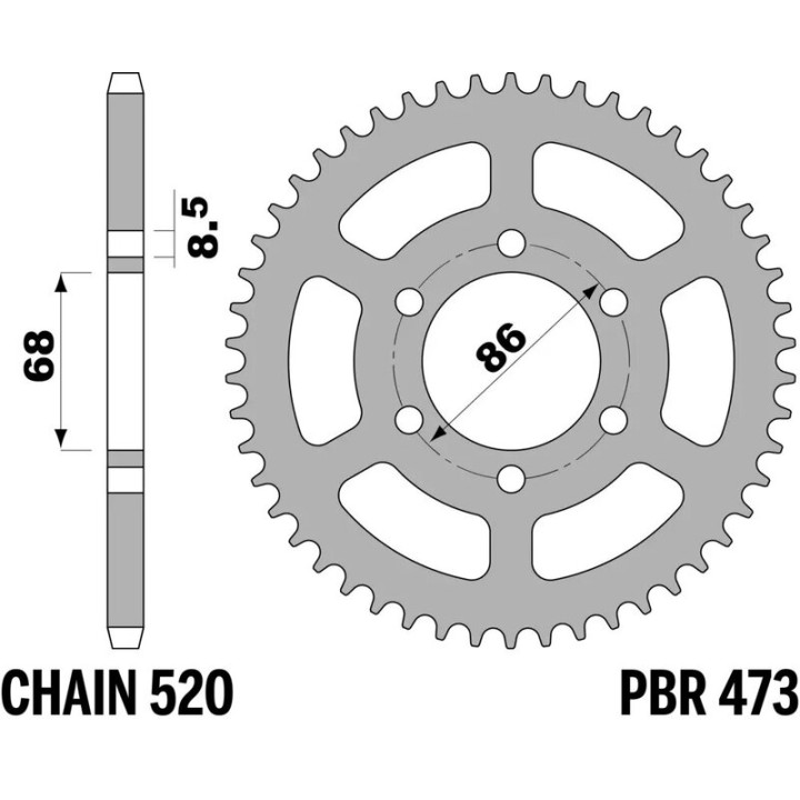 Couronne PBR acier standard - 520 473 40 C45 | Oxmoto