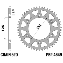 Couronne PBR acier standard - 520 4649 48 C45 | Oxmoto