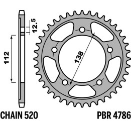 Couronne PBR acier standard - 520 4786 45 C45 | Oxmoto