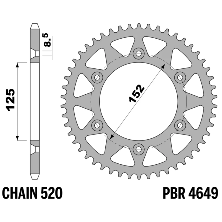 Couronne PBR acier standard - 520 4649 49 C45 | Oxmoto