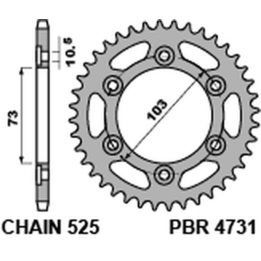 Couronne PBR acier standard - 525 4731 42 C45 | Oxmoto