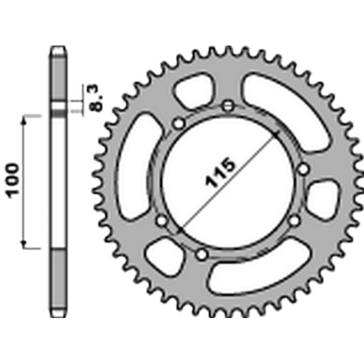 Couronne PBR alu standard - 428 4502 56 L | Oxmoto