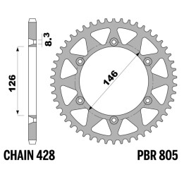 Couronne PBR alu standard - 428 805 58 L | Oxmoto